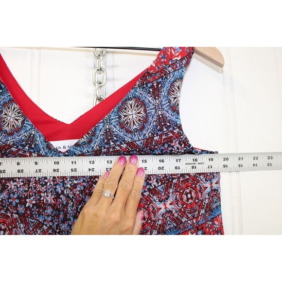Emma & Michele Colorful Swing‎ Sundress Maxi Lined Flowing Hankie Hem Size Small - Picture 7 of 8